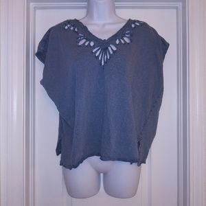 Free People Blue Cut Out T Shirt